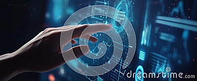 A person is currently using a pen to write directly on a computer screen Stock Photo