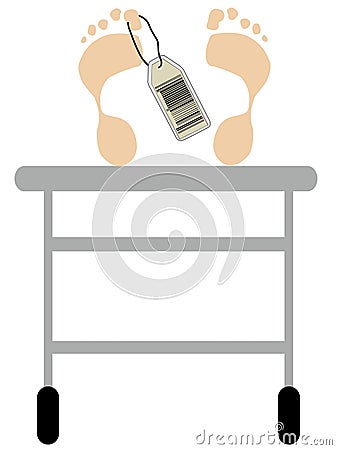 Person dead on gurney Vector Illustration