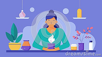 A person diffusing calming essential oils in their home or workspace using aromatherapy as a way to promote relaxation Vector Illustration