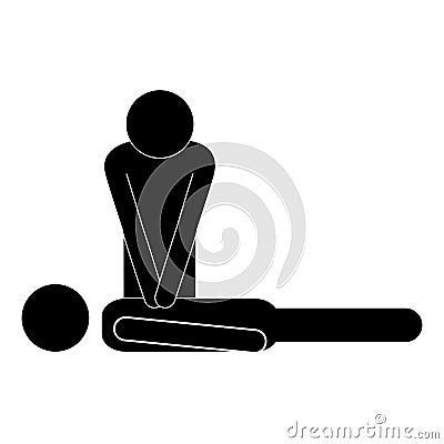 Person doing cpr to pacient icon Vector Illustration