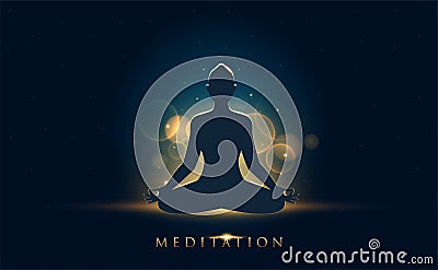 A person doing Meditation with glowing background Stock Photo