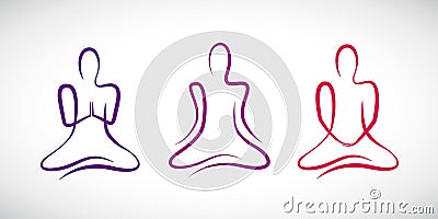 Person doing yoga in different positions line drawing Vector Illustration