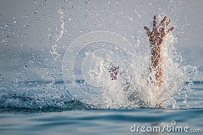 Person drowns in the water Stock Photo