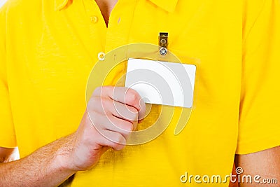 Person with Empty Badge Stock Photo