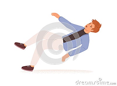 Person falling down. Fall or failure of young man isolated on white background. Psychological concept of life crisis Vector Illustration