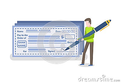 Person Filling Green Empty Blank, Finance Vector Vector Illustration