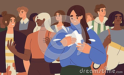 Person finding, realizing and paying attention to unique talents and differences from other people. Psychological Vector Illustration
