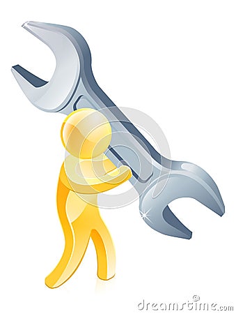 Person with giant wrench Vector Illustration