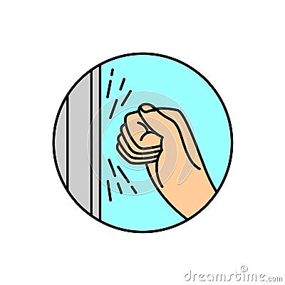 Person hand knocking on door illustration. Please knock icon. Vector Illustration