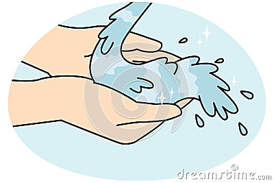 Person hands with clean water Vector Illustration