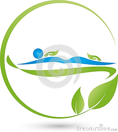 A person and hands, orthopedic and massage logo Stock Photo