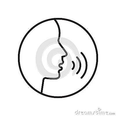 Person, head talking icon. Voice, speak, talk control vector illustration. Vector Illustration