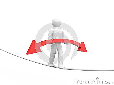 Person hold arrow. Balance concept Stock Photo