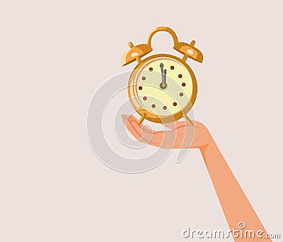 Person Holding a Clock Vector Cartoon Illustration Vector Illustration