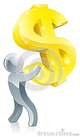 Person holding dollar sign concept Vector Illustration