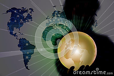 The person holding earth in globalisation concept Stock Photo