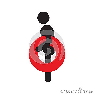 Person holding lifebuoy silhouette icon Vector Illustration