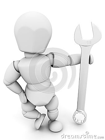 Person holding spanner Stock Photo
