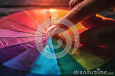 Interactive Futuristic Touch Interface Technology on pie chart Holographic Display. Technolgy inovation concept Stock Photo