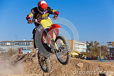 Person jumping on dirt bike Editorial Stock Photo