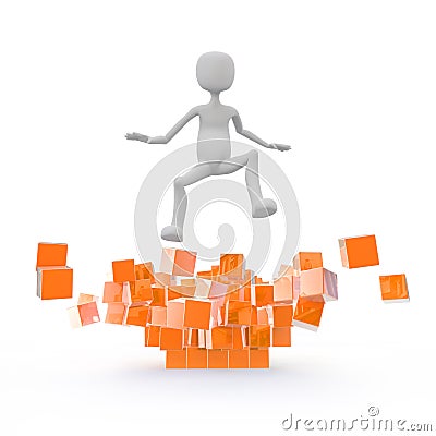 Person jumping over blocks Cartoon Illustration