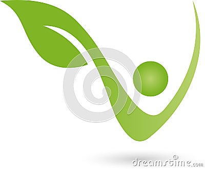 Person and leaf, human as a plant, wellness and health Logo Stock Photo