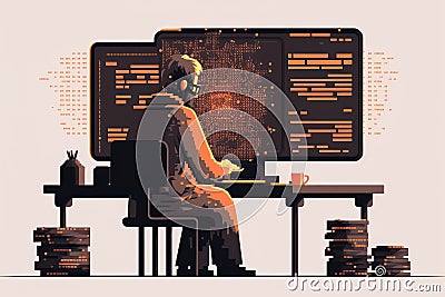 person, learning to program a machine learning system by example Stock Photo