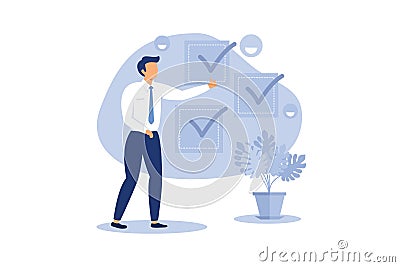 a person leaves a good online review for a product or service. Vector Illustration