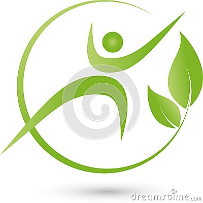 A person and leaves, naturopath and wellness logo Stock Photo