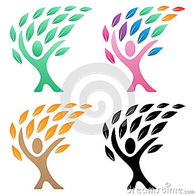 Person life tree logo vector illustration group Vector Illustration