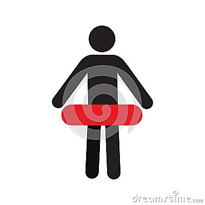 Person with lifebuoy silhouette icon Vector Illustration