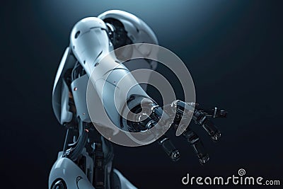 A person with a limb difference using an AI robotic arm to ist them in usual daily activities. . AI generation Stock Photo