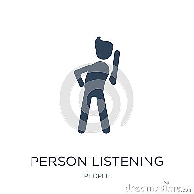 person listening icon in trendy design style. person listening icon isolated on white background. person listening vector icon Vector Illustration