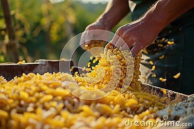 A person makes a pasta. Generative AI Stock Photo