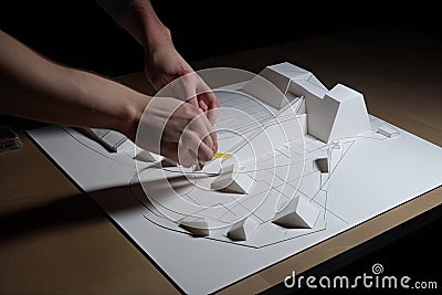 person, making stop-motion animation, using isometric and axonometric projections to animate objects Stock Photo
