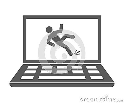 Person man fall accident on screen Vector Illustration