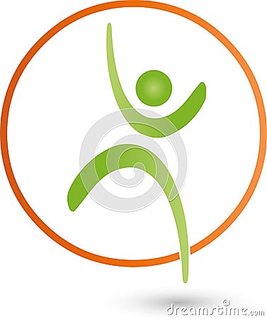 Person in motion, colored, sport and fitness logo Stock Photo