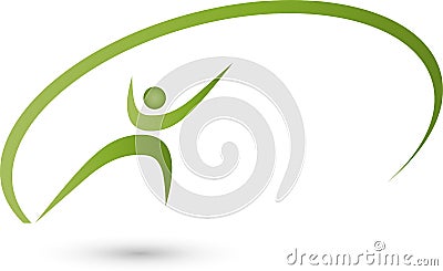 Person in motion, colored, sport and fitness logo Stock Photo