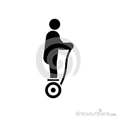 Person Move on Electrical Hoverboard Black Silhouette Icon. Man on Electricity Power Gyroscooter Glyph Pictogram. Modern Vector Illustration