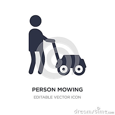 person mowing the grass icon on white background. Simple element illustration from People concept Vector Illustration