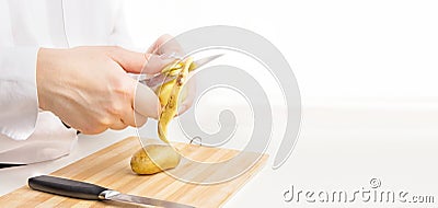 Person Peeling Potatoes High Resolution Stock Photography Stock Photo