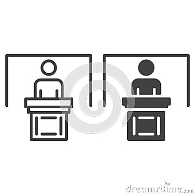 Person at podium line and solid icon Vector Illustration