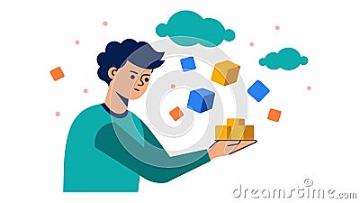 A person practicing chunking a memory technique in which information is broken down into smaller chunks to make it Vector Illustration