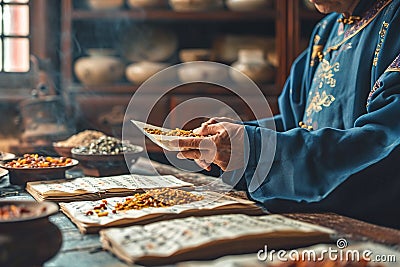 A person practicing traditional Chinese medicine Stock Photo