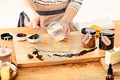 Person producing beauty care products Stock Photo