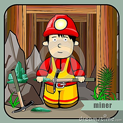 Person profession miner Vector Illustration