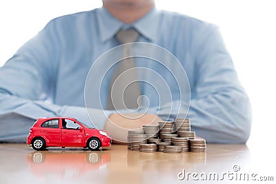 Person Protecting Increasing Coins And Car Stock Photo