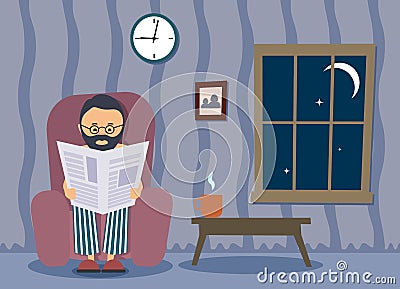 Person reading the newspaper Vector Illustration