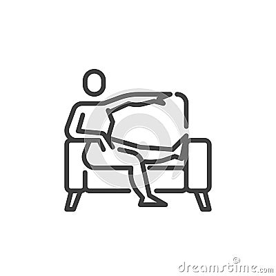 Person relaxing on sofa line icon Vector Illustration