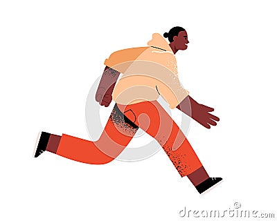 Person running, hurrying and rushing forward to aims and aspirations to succeed in life race. Fast lifestyle concept Vector Illustration